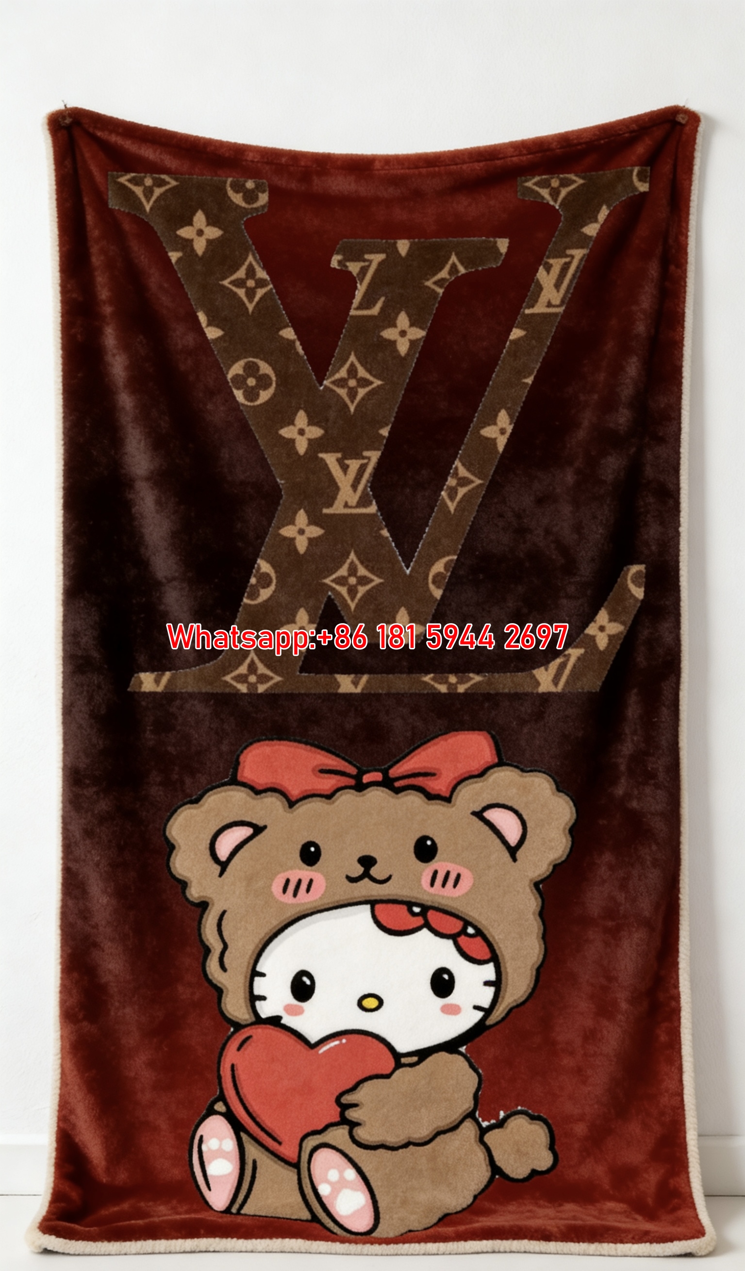 Monogram Hello Kitty Flannel Couch Blanket 385